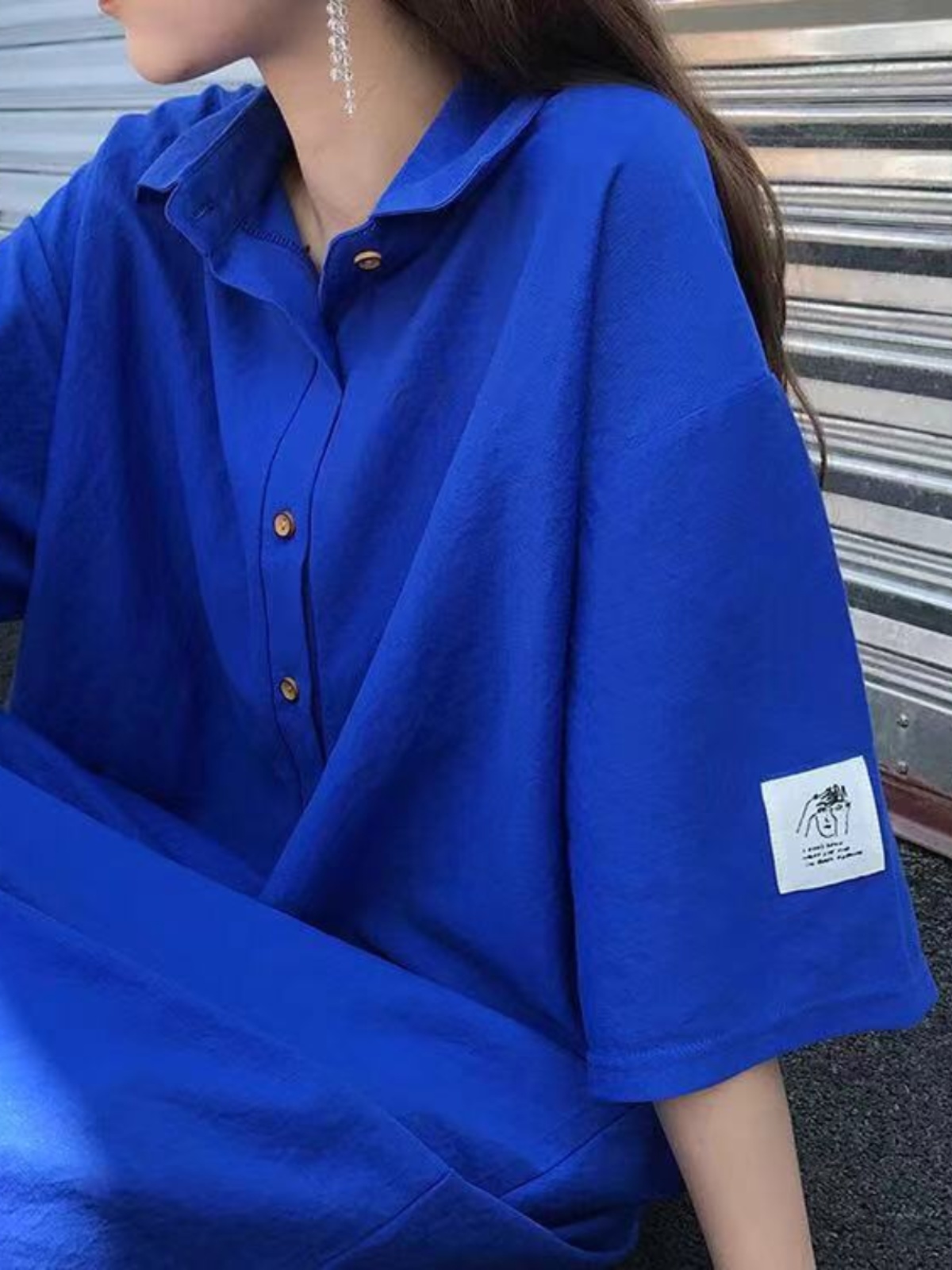 Korean Style A Line Shirt Dress - فستان قميص نسائي صيفي مقاس كبير،