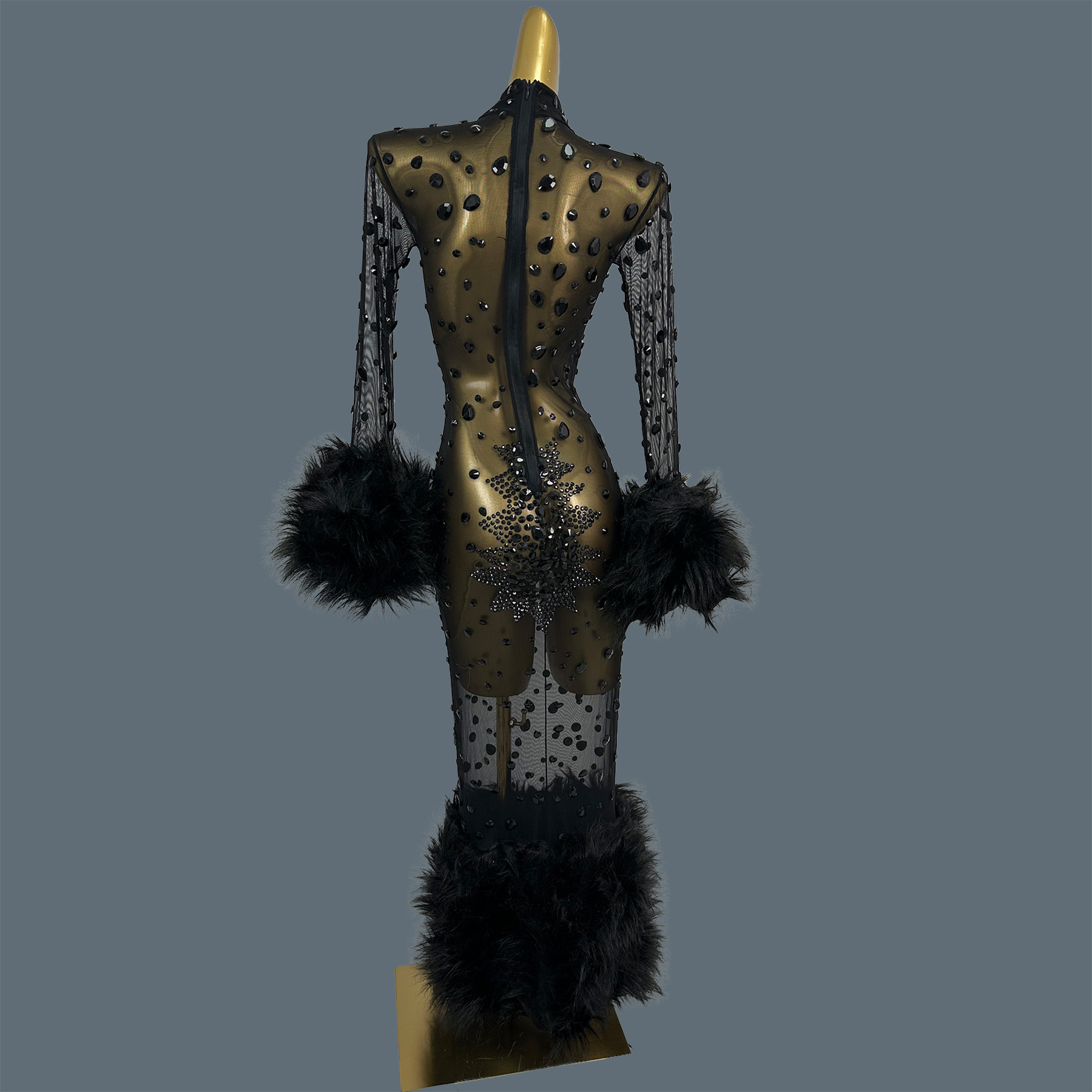 فستان كوكتيل منفوش مثير شفاف م - مراجعة Sparkly Rhinestone Club Party Dress وسعره