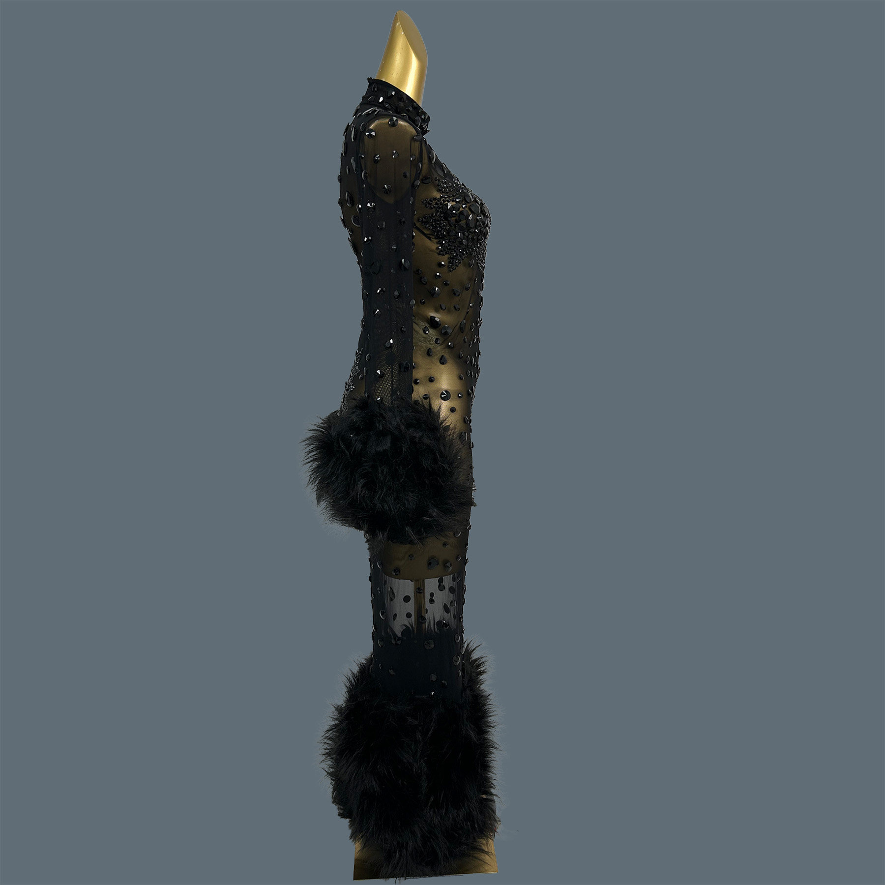 فستان كوكتيل منفوش مثير شفاف م - مراجعة Sparkly Rhinestone Club Party Dress وسعره