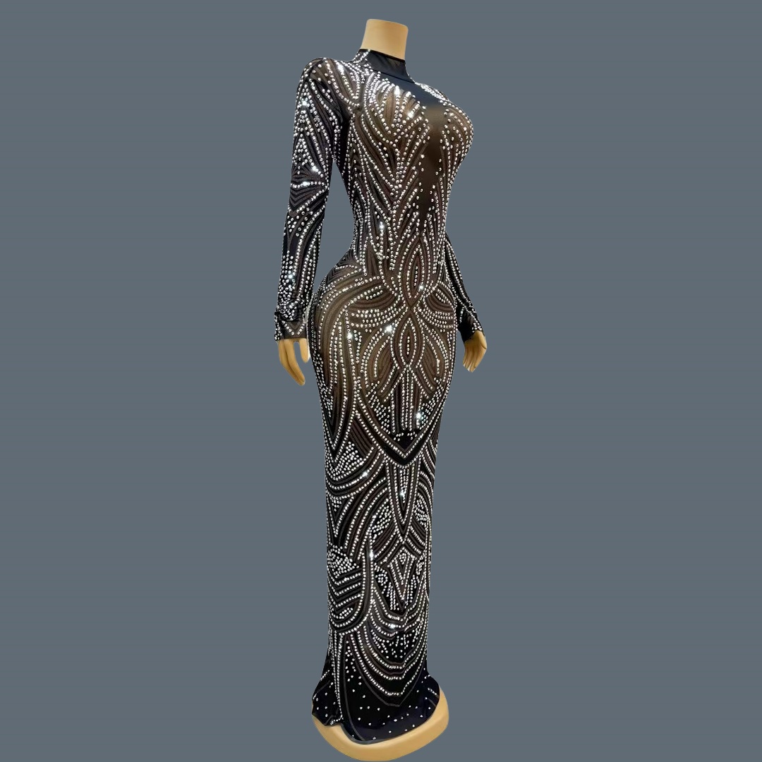 فستان سهرة أسود جديد بتصميم أن - مراجعة Sparkly Rhinestone Club Party Dress وسعره
