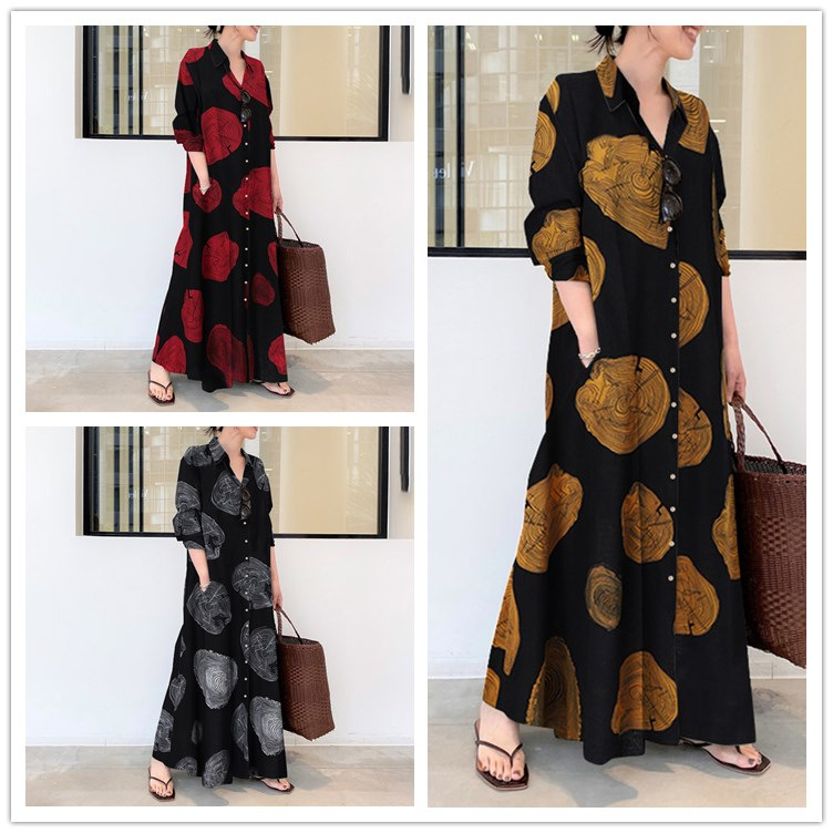 فستان قميص طويل كاجوال بسيط وف - مراجعة Casual Loose Linen Shirt Dress وسعره
