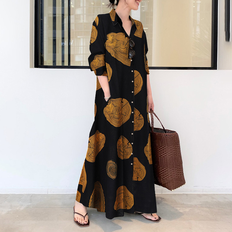 فستان قميص طويل كاجوال بسيط وف - مراجعة Casual Loose Linen Shirt Dress وسعره