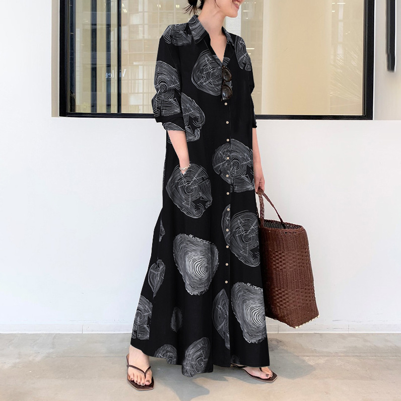 فستان قميص طويل كاجوال بسيط وف - مراجعة Casual Loose Linen Shirt Dress وسعره